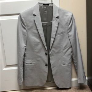 Express suit set, blue and white pinstripes